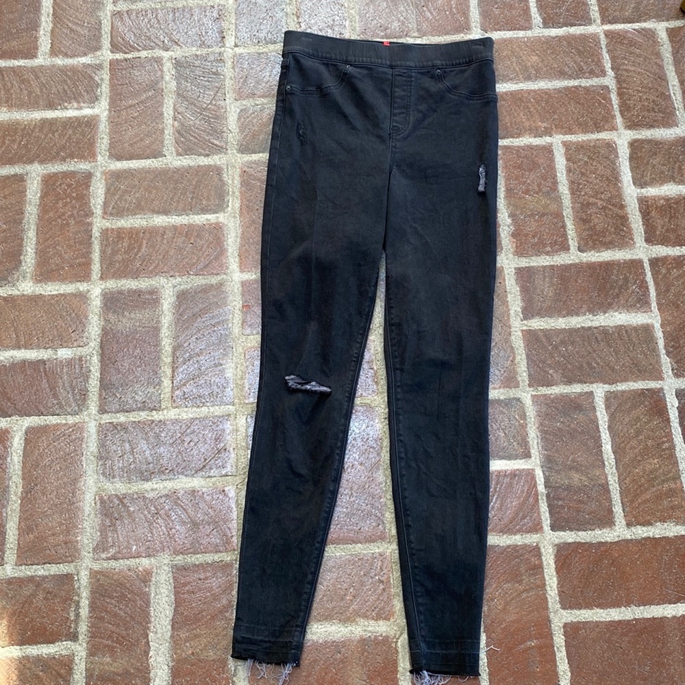 SPANX Vintage Distressed Ankle Skinny Jeans (black)